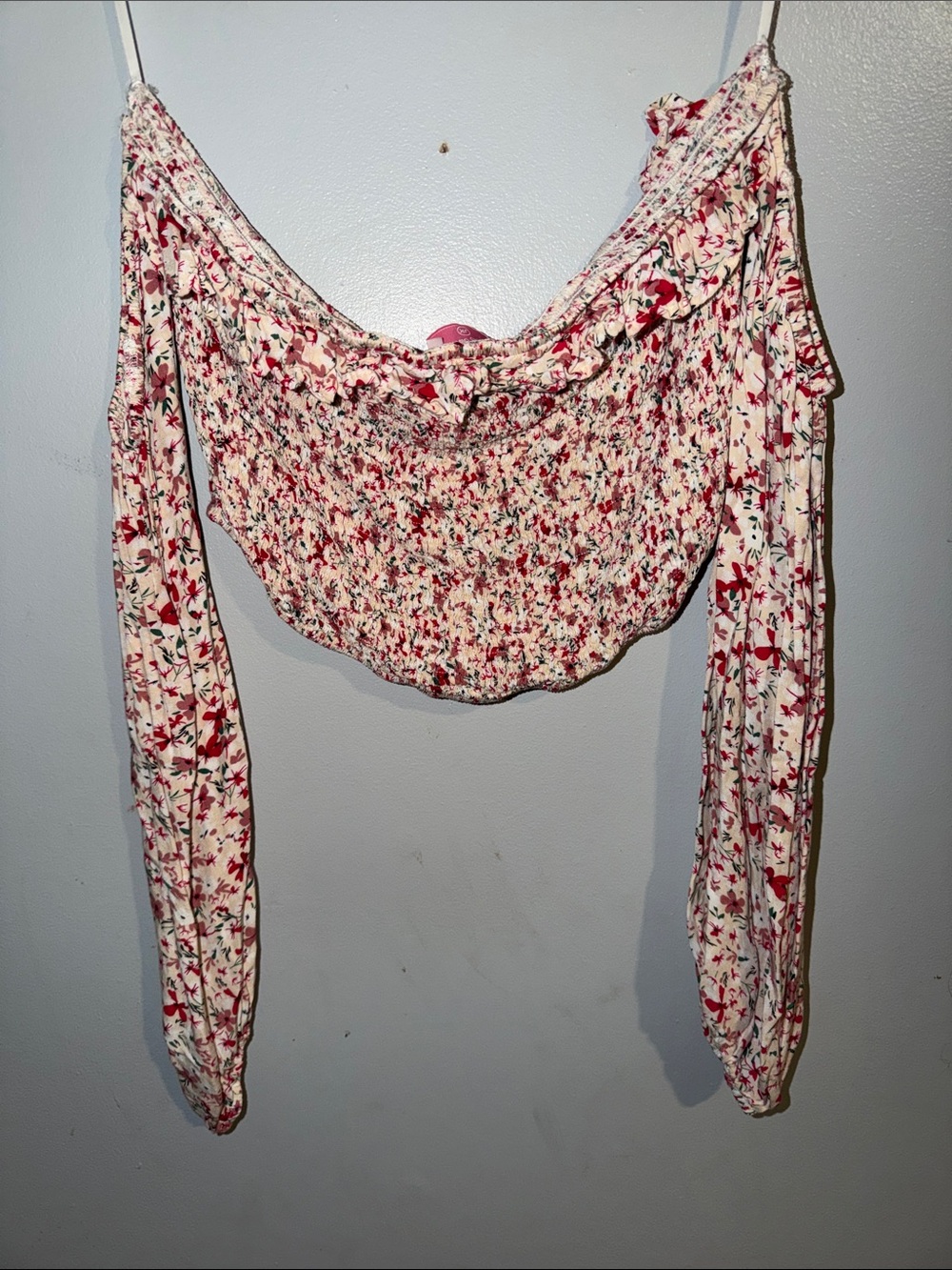 Floral Crop Top with off the shoulder sleeves